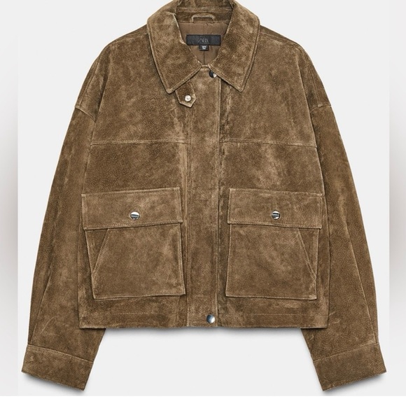 Zara Khaki viral Suede Jacket - Picture 5 of 5